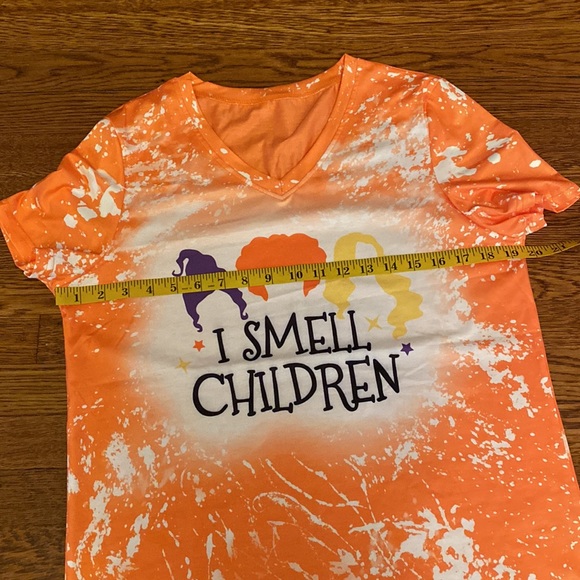 NWOT MD Orange & White Speckled Paint Splatter Halloween Short Sleeve Top - Picture 5 of 8